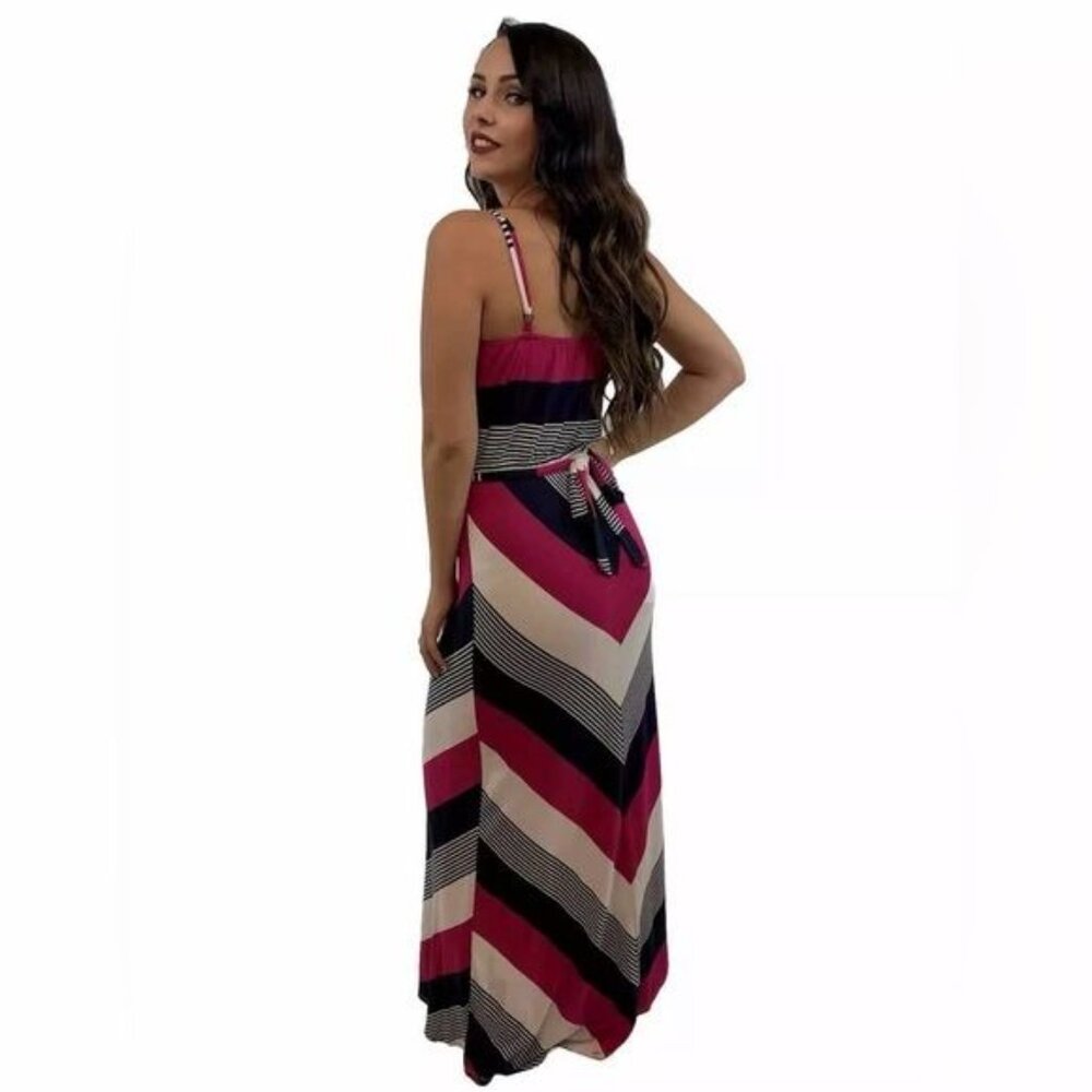 SALE Neiman Marcus Multicolored Striped Maxi Dress - Picture 11 of 16